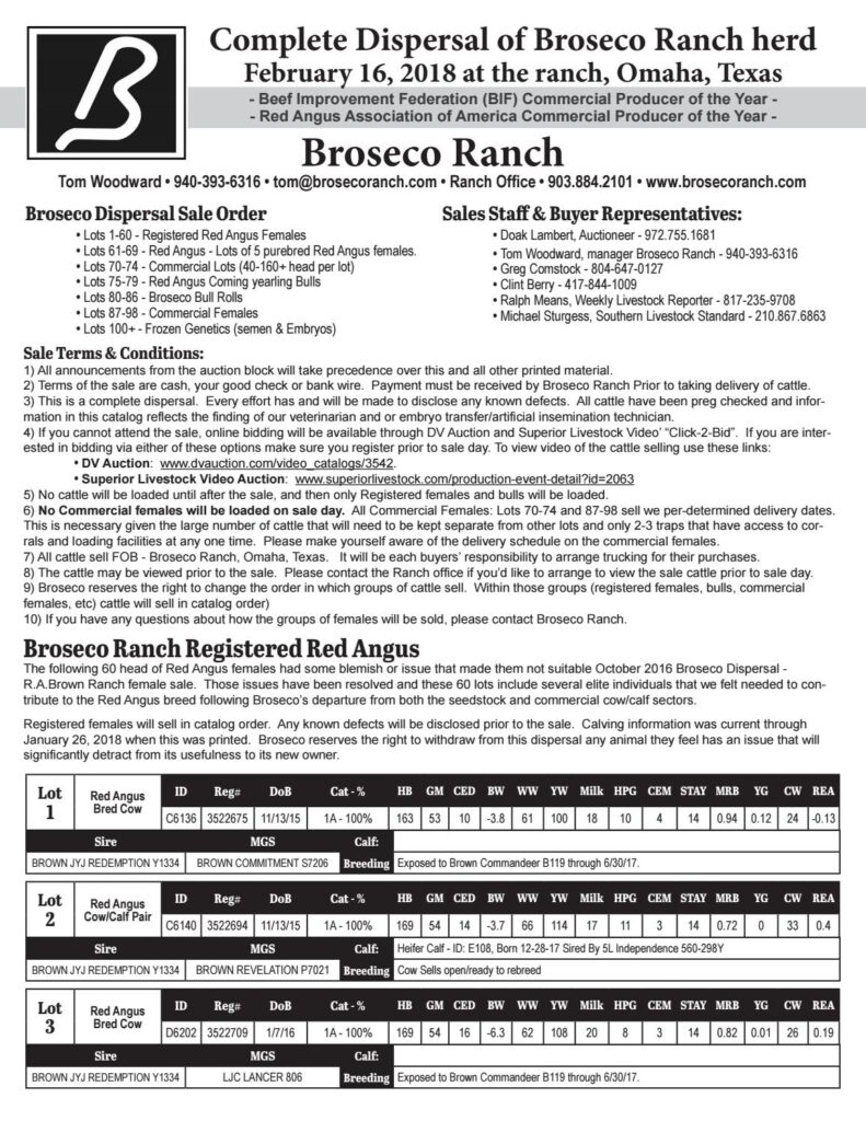 Broseco Ranch - Dispersal Sale