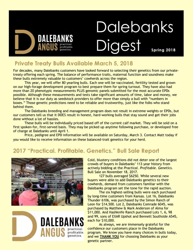 Dalebanks Angus - 2018 Spring Newsletter