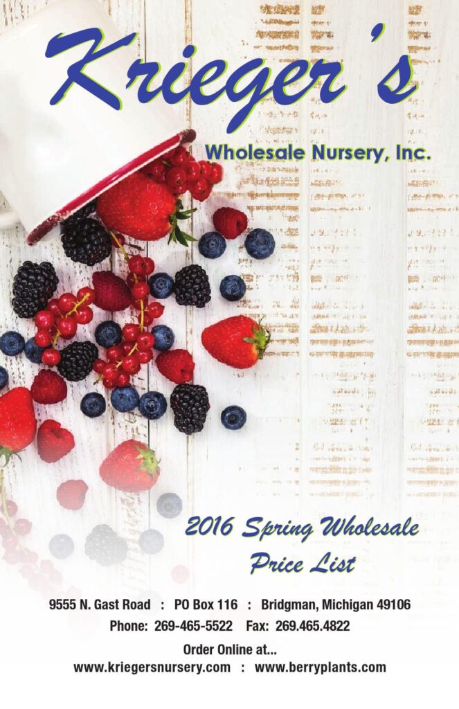 Kreiger's Wholesale Nursery, Inc. - 2016 Spring Wholesale Price List