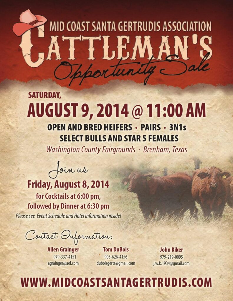 Mid Coast Santa Gertrudis Association - 2014 Cattleman's Opportunity Sale