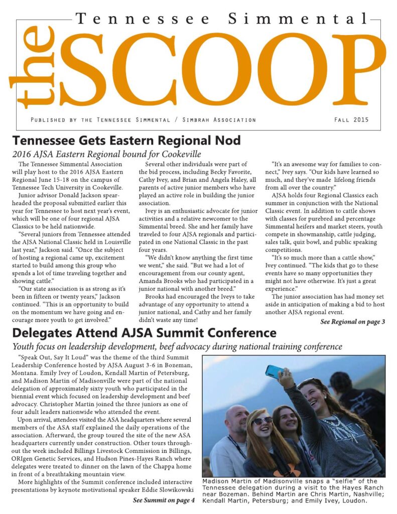 Tennesse Simmental Association - 2015 Fall Newsletter