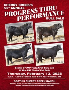 Booth’s Cherry Creek Ranch 53rd Annual Progress Thru Performance Bull Sale