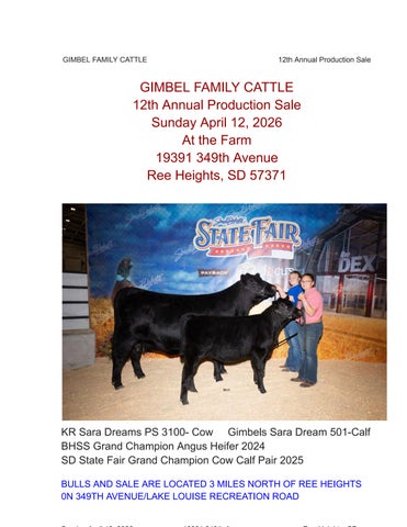 Gimbel Family Cattle 12th Annual Production Sale